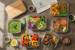 Low carb vegan meal delivery - colorful plant-based entrees, sides and soups